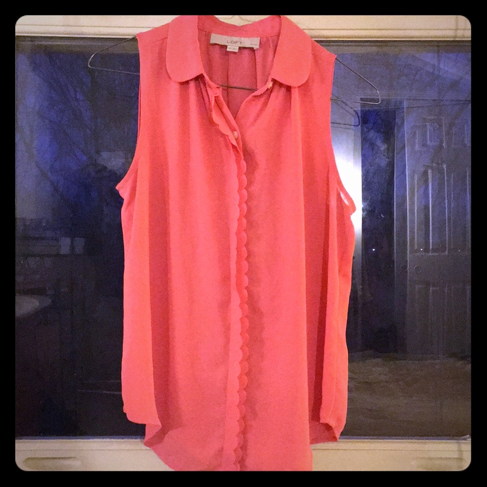 LOFT Peter Pan collared button-down sleeveless top